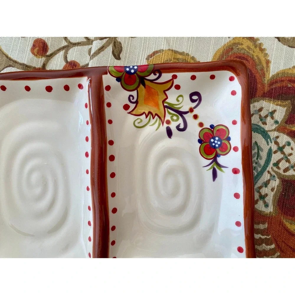 Lizette 3-Section Serving Tray: Tabletops Gallery Floral Palette‎